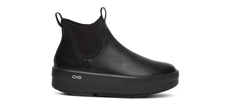 OOFOS Dames OOmega Leather Londoner, Black – oofosbenelux.nl